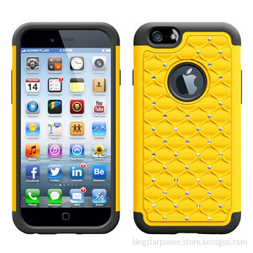 Case for iPhone 6, Crystal Diamond Rhinestone Studded, PC Silicone Material
